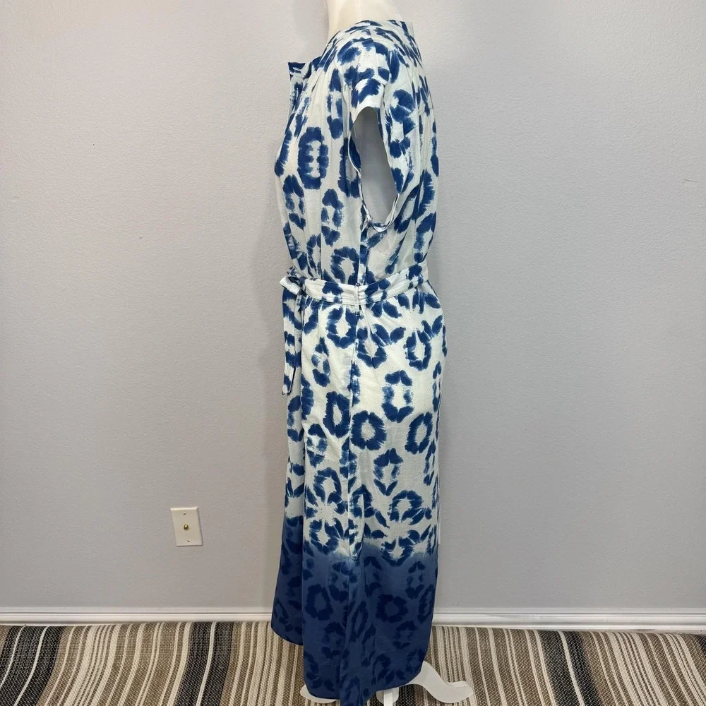 Anthropologie Othilia Abtract Maxi Dress Women's Small Blue Belted Bohemian - Picture 9 of 16